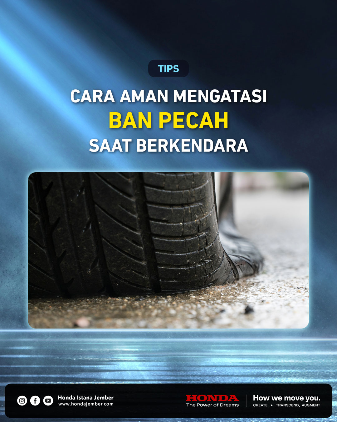 Cara mengatasi ban pecah di jalan